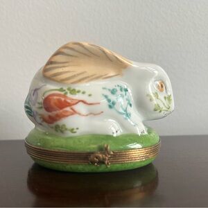 Limoges Rabbit bunny Chamart France Trinket Box Vintage Ceramic